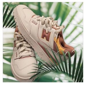 New Balance Cream and Tan Athletic Shoes with Retro Silhouette